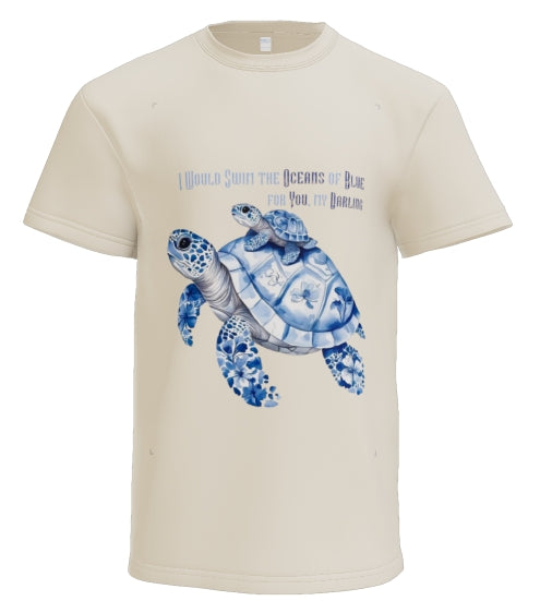 Blue Mother Sea Turtle  Oceans of Blue for You T-shirt