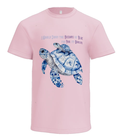 Blue Mother Sea Turtle  Oceans of Blue for You T-shirt